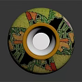 Decorative Dark Green Vase With Golden Rim And Colorful Floral Patterns