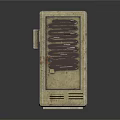 Old Style Industrial Utility Cabinet With Concrete Finish And Metal Ventilation Grilles