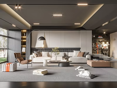 Modern Living Room Interior With Sofas Cabinets And Contemporary Decor 3d model