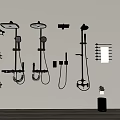 Modern Black Shower Systems with Shelves Towel Racks and Bathroom Accessories