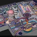 Colorful Playground Design With Slide Carousel Interactive Zones And Safe Fun Areas