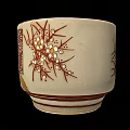 Traditional Artistic Ceramic Ware Cup With Gold Red Floral Patterns And Characters