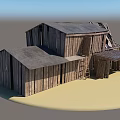 Old Wooden Detached House With Damaged Roof And Simple Rural Structure Set In Sandy Terrain