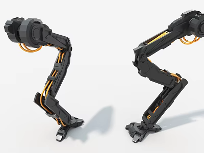 Industrial Robotic Arms With Black Mechanical Structure And Orange Accents For Manufacturing Use 3d model