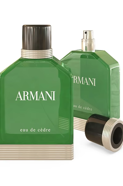 Armani Eau De Cedre Perfume With Green Bottle Design And Elegant Details 3d model Armani Eau De Cedre Perfume With Green Bottle Design And Elegant Details 3d model