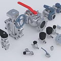 Assorted Industrial Equipment With Valves Gauges Handwheels And Control Parts