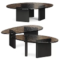 Contemporary Modern Oval Tables With Textured Surface And Black Legs Design