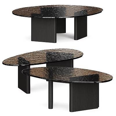 Contemporary Modern Oval Tables With Textured Surface And Black Legs Design 3d model