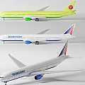 Detailed Transglobal Airplane Models in Yellow White and Blue Colors