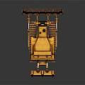 Yellow Bulldozer 3D Model with Tracks Blade and Front Claws on Dark Background