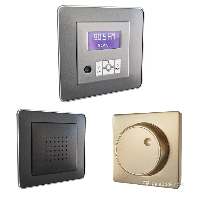 Contemporary Switch Panel With Display Screen Scan Function And Gold Silver Finishes 3d model 