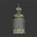 Vintage Metal Lantern Furniture with Grid Grille Design Handle and Green Patina Finish