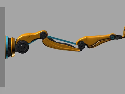 Golden Industrial Robotic Arm With Joints Structure 3d model