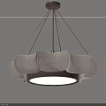 Modern Minimalist Chandelier With Wavy White Fabric Shade And Brass Frame