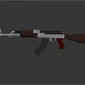 Classic AK Rifle Design With Wooden Stock Red Grip And Black Magazine