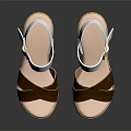 Women's Braided Wedge Sandals With White Straps Buckle Detail And Beige Platform Sole