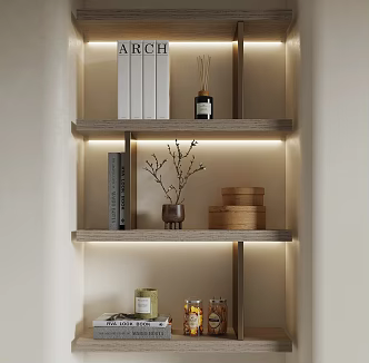 Modern bookshelf book ornaments 3d model