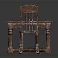 Vintage Wooden Dining Table Set With Two Matching Chairs And Rustic Design 3d model