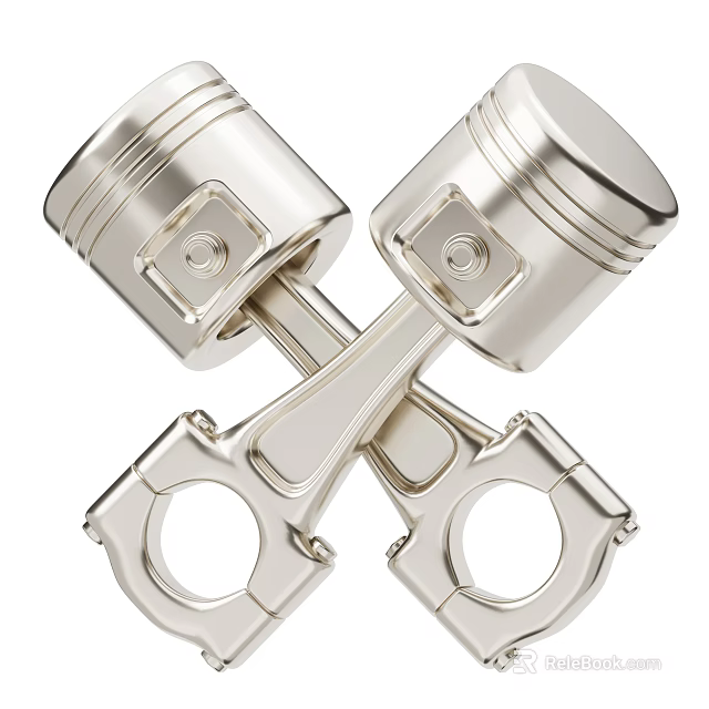 Industrial Equipment Featuring Silver Crossed Pistons as Mechanical Engine Components 3d model 