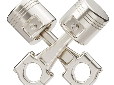 Industrial Equipment Featuring Silver Crossed Pistons as Mechanical Engine Components 3d model