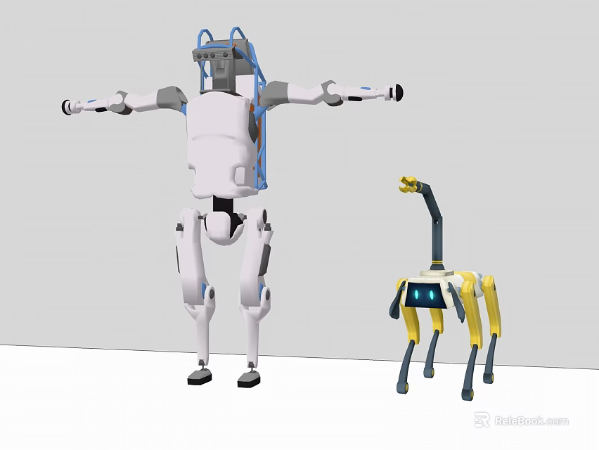 Smart Machines Humanoid Robot With Extended Arms And Quadruped Robot Design 3d model 