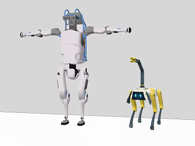 Smart Machines Humanoid Robot With Extended Arms And Quadruped Robot Design 3d model