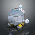 Small Futuristic Warship Design With Transparent Dome Interior Seats And Yellow Thrusters