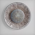 Elegant Circular Wall Decor with Perforated Gray Center and Radiating Brown Lines 3d model