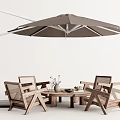 Modern Outdoor Wooden Table And Chair Set With Umbrella And Coffee Table