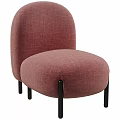 Pink Fabric Upholstered Leisure Chair With Rounded Shape And Black Slim Legs