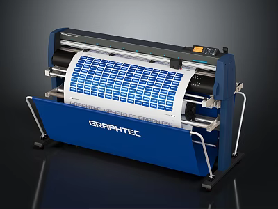 Graphtec Digital Cutting Plotter with Media Roll and Control Panel 3d model