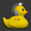 Yellow Mechanical Decorative Duck Furniture Ornament With Gray Helmet And Buttons