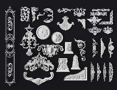 Ornate Decorative Carvings In Various Classical Styles For Interior Design Elements 3d model