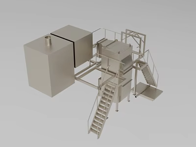 Heavy Duty Industrial Equipment With Metal Enclosures Staircases And Platform Frames 3d model