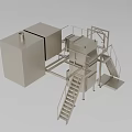 Heavy Duty Industrial Equipment With Metal Enclosures Staircases And Platform Frames