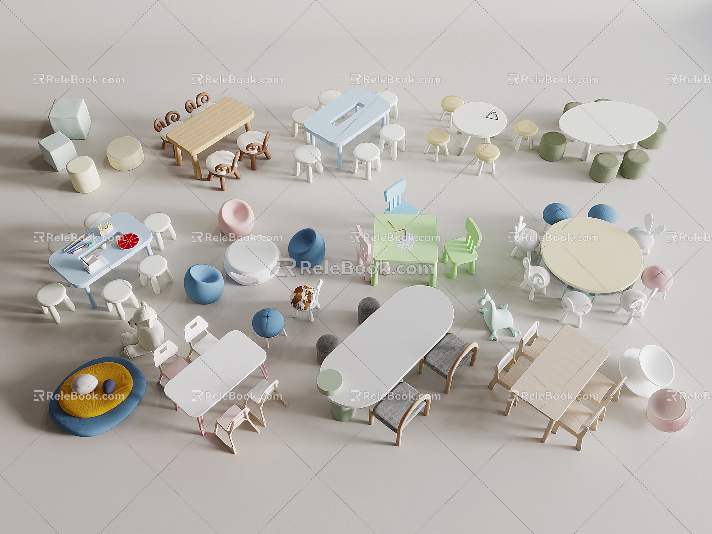 Modern Children's Tables and Chairs 3d model