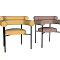 Modern Leisure Chair with Velvet Upholstery Curved Armrests and Black Metal Legs