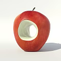 Red Fresh Apple With Hollowed Circular Hole And White Interior Design