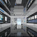Hi Tech Exhibition Hall Interior With Digital Displays Data Charts And Modern Design