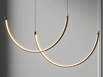 Modern Curved Pendant Lights With Illuminated Arched Design And Metallic Accents 3d model