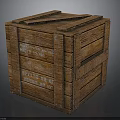 Wooden Crate Scene Component With Planks Text Labels And Metal Straps