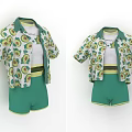 Avocado Print Short Sleeve Shirt And Green Shorts Clothing Set