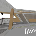Outdoor Modern Pergola With White Canopy Lattice Design Stone Paving And Support Columns