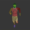 Athletic Man Running in Black Sportswear with Red Sneakers and Blue Sunglasses 3d model