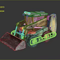 Detailed Yellow Brown Skid Steer Loader With Metal Bucket And Tracks