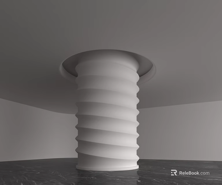 White Spiral Column With Sleek Design In Modern Interior Architecture 3d model