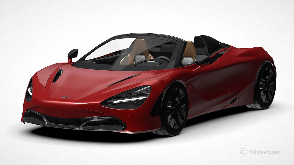 Red Convertible Sports Car With Sleek Body Design And Black Alloy Wheels 3d model 