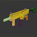 Yellow Toy Gun With Silver Barrel Black Grip And Blue Details
