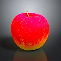 Fresh Red and Yellow Apple with Glossy Skin on Dark Background and Shiny Reflection
