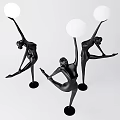 Abstract Floor Lamp Black Humanoid Sculpture Dancing Pose Modern Home Decor